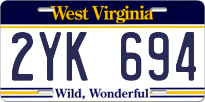 WV license plate 2YK694