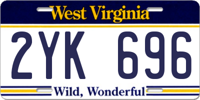 WV license plate 2YK696