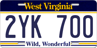 WV license plate 2YK700