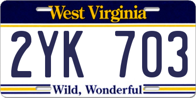 WV license plate 2YK703