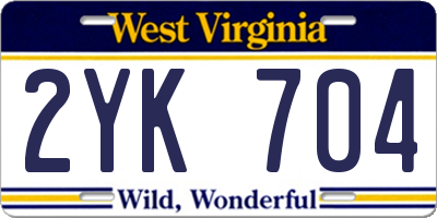 WV license plate 2YK704