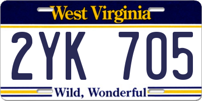 WV license plate 2YK705