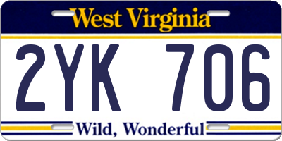 WV license plate 2YK706