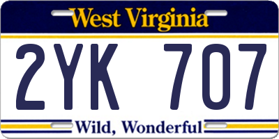 WV license plate 2YK707