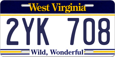 WV license plate 2YK708