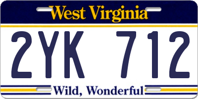 WV license plate 2YK712