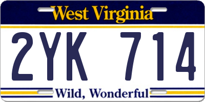 WV license plate 2YK714