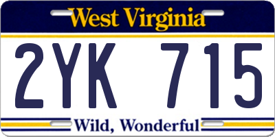 WV license plate 2YK715