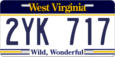 WV license plate 2YK717