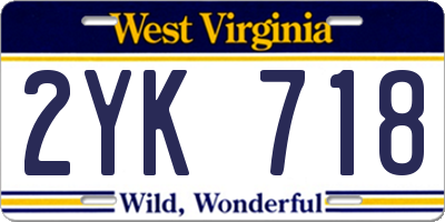 WV license plate 2YK718