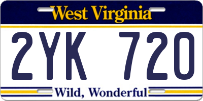 WV license plate 2YK720