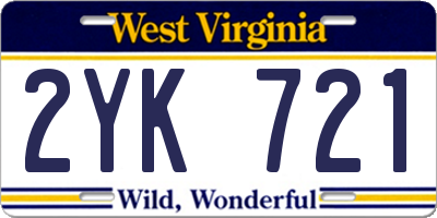 WV license plate 2YK721