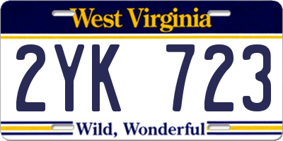 WV license plate 2YK723