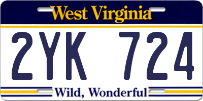 WV license plate 2YK724