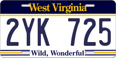 WV license plate 2YK725