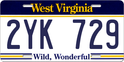 WV license plate 2YK729