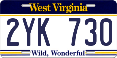 WV license plate 2YK730
