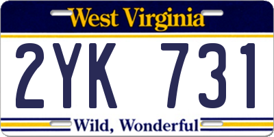 WV license plate 2YK731