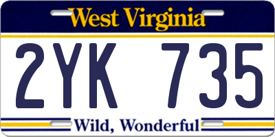 WV license plate 2YK735