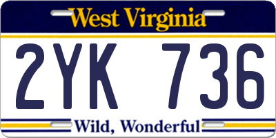 WV license plate 2YK736