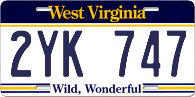 WV license plate 2YK747