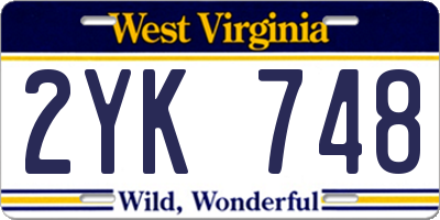 WV license plate 2YK748