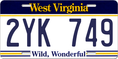 WV license plate 2YK749