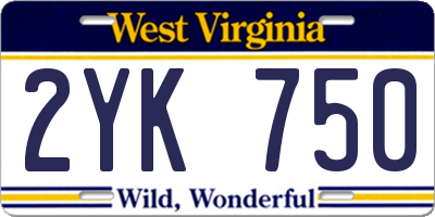 WV license plate 2YK750