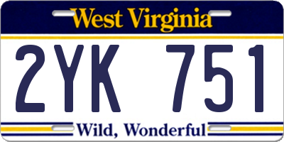 WV license plate 2YK751