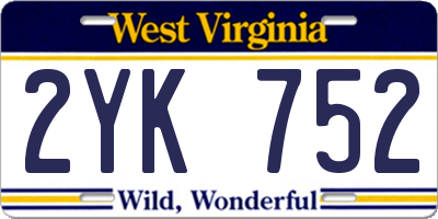 WV license plate 2YK752