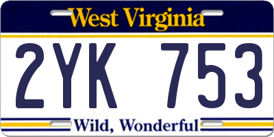WV license plate 2YK753