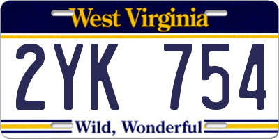 WV license plate 2YK754