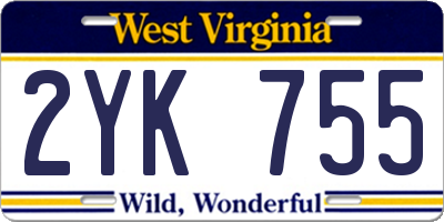 WV license plate 2YK755