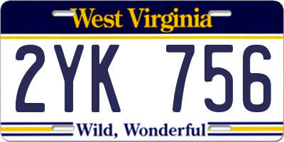WV license plate 2YK756