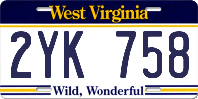WV license plate 2YK758