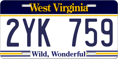 WV license plate 2YK759