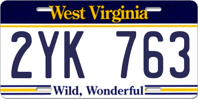 WV license plate 2YK763