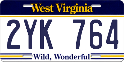 WV license plate 2YK764