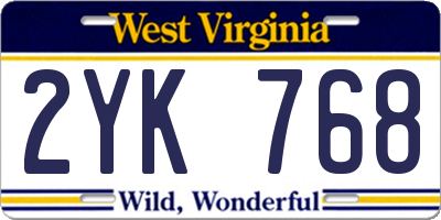WV license plate 2YK768
