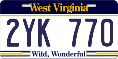 WV license plate 2YK770