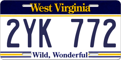 WV license plate 2YK772