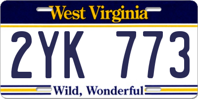 WV license plate 2YK773