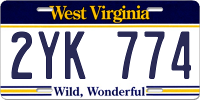 WV license plate 2YK774