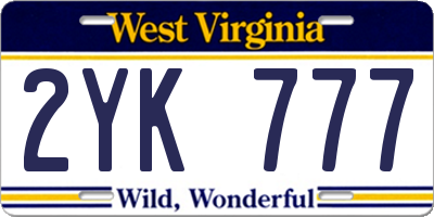 WV license plate 2YK777