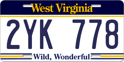 WV license plate 2YK778