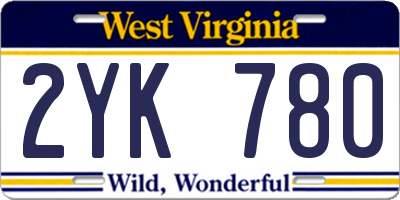 WV license plate 2YK780