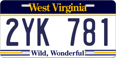 WV license plate 2YK781