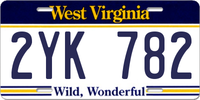 WV license plate 2YK782