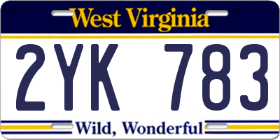WV license plate 2YK783