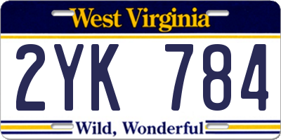 WV license plate 2YK784